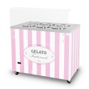 GELATO POZETTI 6 PINK, Dystrybutor do lodów, witryna do lodów, konserwator, retro, okrągłe kuwety