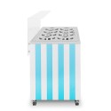 Witryna do lodów Gelato Pozetti 8 Blue - widok z boku, niebieskie pasy