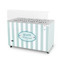 GELATO POZETTI 8 PASTEL BLUE, Dystrybutor do lodów, witryna do lodów, konserwator, retro, okrągłe kuwety
