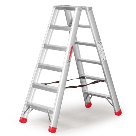 Drabina dwustronna z 8 cm stopniami, 8+8 stopni, S2185ND Faraone Drabiny - 4store.pl