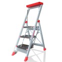 Schody z anodyzowanego aluminium ze stopniami ze stali nierdzewnej, 5 stopni, z poręczą, SGP05.P.17