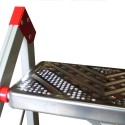Schody aluminiowe 5 stopni SGP05.P.17 - perforowany stopień ze stali nierdzewnej i czerwone złącze