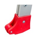 Schody aluminiowe 5 stopni SGP05.P.17 - czerwona stopka z kółkiem na nodze
