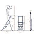 Schody aluminiowe 5 stopni SGP05.P.17 - rysunek techniczny z oznaczeniami wymiarów