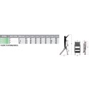 Schody aluminiowe CM50.02 z poręczą - rysunek techniczny z tabelą wymiarów