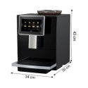 Ekspres do kawy Dr. Coffee F10 - widok z przodu z wymiarami 34x50x43 cm
