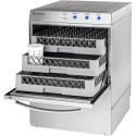 Zmywarko-wyparzarka uniwersalna 3.4/9.9 kW - otwarte drzwi z trzema koszami