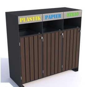 Kosz do segregacji odpadów Ajaks I 3x80 l, napisy wycinka laserowa