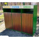 Kosz do segregacji odpadów Ajaks I 3x80 l - widok z przodu na tle zieleni
