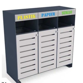 Kosz do segregacji odpadów Ajaks II 3x80 l, napisy wycinka laserowa