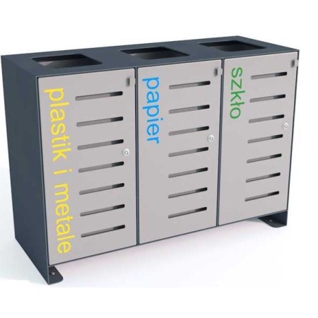 Kosz do segregacji odpadów Ajaks III 3x80 l, napisy folia samoprzylepna kreuj swój biznes z Wyposażenie sklepów i instytucji  - Kreuj swój biznes z 4store.pl