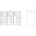 Kosz do segregacji Ajaks III 3x80 l - rysunek techniczny z wymiarami 1070x740x420 mm