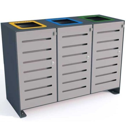 Kosz do segregacji odpadów Ajaks IV 3x80 l, napisy wycinka laserowa kreuj swój biznes z Wyposażenie sklepów i instytucji  - Kreuj swój biznes z 4store.pl