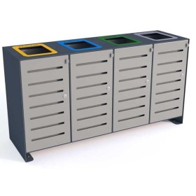 Kosz do segregacji odpadów Ajaks IV 4x80 l, napisy wycinka laserowa