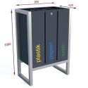 Kosz do segregacji odpadów Satis III mini 3x30 l - rysunek z wymiarami 680x400x1000 mm