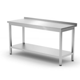 Stół roboczy przyścienny, z półką, stal nierdzewna, 1600 x 600 x 850 mm, skręcany