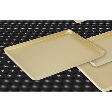 Taca na ciasta 48x32cm, 4 ranty (1 lub 2 cm), kolor złoty lub szampana, tłoczona, aluminiowa, cukiernicza. Kra01 Tace na ciasta 