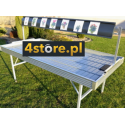 Stojak 2m na panele informacyjne Floks - stół z listwą ze zdjęciami roślin na trawie