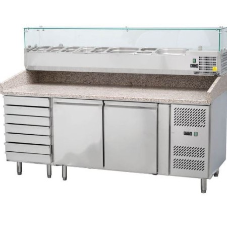 Stół chłodniczy 2 drzwiowy, 600x400 mm, do pizzy z szufladami i nadstawą kreuj swój biznes z Wyposażenie sklepów i instytucji  - Kreuj swój biznes z 4store.pl