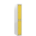 Szafka szkolna SLIM 2D wys. 180 cm - widok z przodu pod kątem, żółte drzwiczki