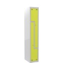 Szafa ubraniowa L PROFI L2 31,5 cm - widok z przodu pod kątem, żółte drzwi