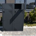 Boks na hulajnogi elektryczne dwustanowiskowy - widok z przodu z otwartą górną skrytką