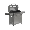 Grill gazowy 6+1 z szybą - widok z przodu z otwartą pokrywą