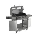 Grill gazowy 6+1 ze szybą - otwarta pokrywa i szafka z otwartymi drzwiami