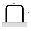 Stojak rowerowy typu U 80x80 cm - rysunek techniczny z wymiarami i kotwieniem