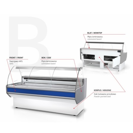 Lada chłodnicza RAPA L-B, 79/90, z szybą giętą, uchylną