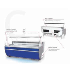 Lada chłodnicza RAPA L-C, 122/107, z szybą giętą, uchylną