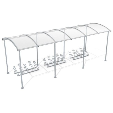 Wiata rowerowa "Zorza" zadaszona, na 15 rowerów, 630 cm Kra03 wiaty wózkowe i rowerowe - 4store.pl