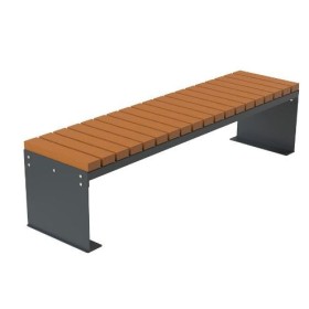 Ławka Polus 150 cm deski świerkowe lakierowane, stalowa