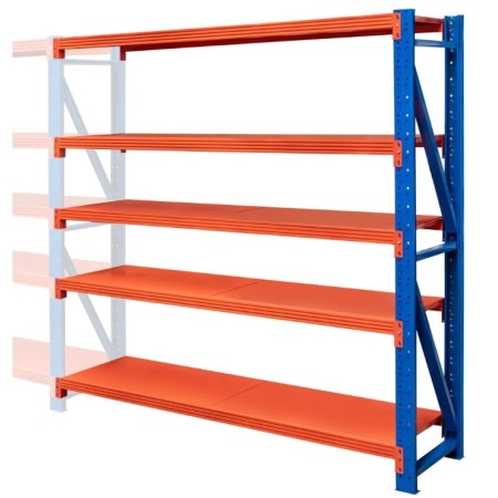 Regał metalowy magazynowy 5-półkowy Mega-M FORTIS LIGHT H-200 cm L-192.5 cm G-60 cm moduł dostawny kreuj swój biznes z Wyposażenie sklepów i instytucji  - Kreuj swój biznes z 4store.pl