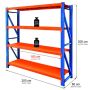 Regał metalowy magazynowy 4-półkowy Mega-M FORTIS LIGHT H-200cm L-200 cm G-60 cm moduł bazowy kreuj swój biznes z Wyposażenie sklepów i instytucji  - Kreuj swój biznes z 4store.pl