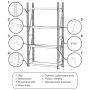 Regał metalowy magazynowy 4-półkowy Mega-M FORTIS LIGHT H-200cm L-200 cm G-60 cm moduł bazowy kreuj swój biznes z Wyposażenie sklepów i instytucji  - Kreuj swój biznes z 4store.pl