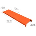 Półka do regału Mega-M FORTIS LIGHT 183x50 cm - rysunek z wymiarami półki i wypełnienia