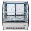 Witryna chłodnicza CLARA MINI S66 Inox - widok z przodu na półki druciane