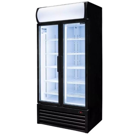 Witryna chłodnicza 2-drzwiowa 568L Mega-M RICO i88 oświetlenie LED podświetlany górny plafon reklamowy kreuj swój biznes z Wyposażenie sklepów i instytucji  - Kreuj swój biznes z 4store.pl