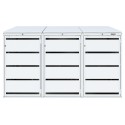 Zabudowa kosza Cuba 3x120 l - widok z przodu, zamknięte drzwi z zamkami