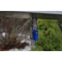 Parking dla psów VIII z poidełkiem - zawór spustowy z niebieską dźwignią pod blatem