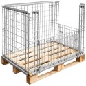 Nadstawka siatkowa na paletę Mega-M 120x80 - widok z boku z otwartą ścianą