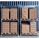 Paleta słupkowa Mega-M 202,5x118x31 cm - dwa regały z paletami i kartonami