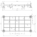 Manurack Mega-M paleta słupkowa - rysunek techniczny z wymiarami