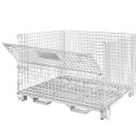 Pojemnik siatkowy gitterbox 120x100x91 cm - widok z przodu z otwartą klapą