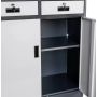 Szafa biurowa metalowa na dokumenty Mega-M WENUS drzwi pełne 2 szuflady S- 90 cm G- 40 cm H-185 cm grafitowa szary front kreuj swój biznes z Wyposażenie sklepów i instytucji  - Kreuj swój biznes z 4store.pl