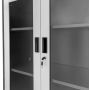 Szafa biurowa metalowa na akta Mega-M WENUS przeszklone drzwi 4 szuflady S- 90 cm G- 40 cm H-185 cm grafitowa szary front kreuj swój biznes z Wyposażenie sklepów i instytucji  - Kreuj swój biznes z 4store.pl