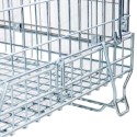 Pojemnik siatkowy Mega-M 120x90x102 cm - zbliżenie na dolną część i uchwyt zawiasu