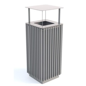 Kosz na odpadki Ibis III z daszkiem ze stali nierdzewnej