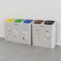 Kosz EVO Minimal 5x50 - dwa moduły przy ścianie, pięć kolorowych wrzutów